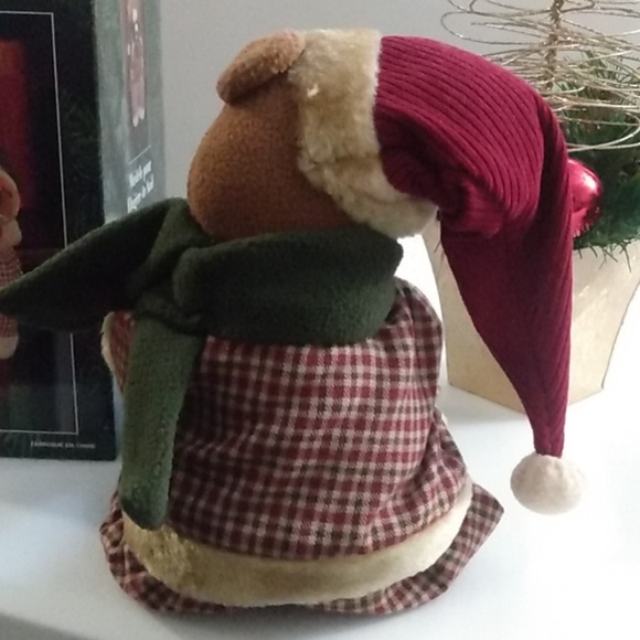 Classic Holiday Shelf Sitter Plush Teddy Bear with Santa Hat & Sack 17" Long - Picture 2 of 6